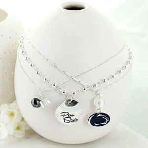 silver necklace trio, Penn State, Athletic Logo, and crystal